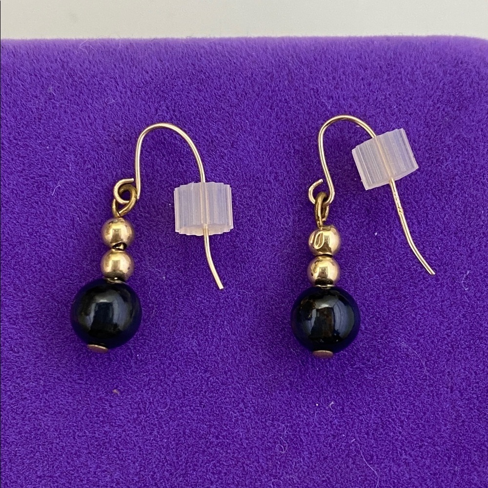 💛 14k Yellow Gold Cats Eye Drop Earrings